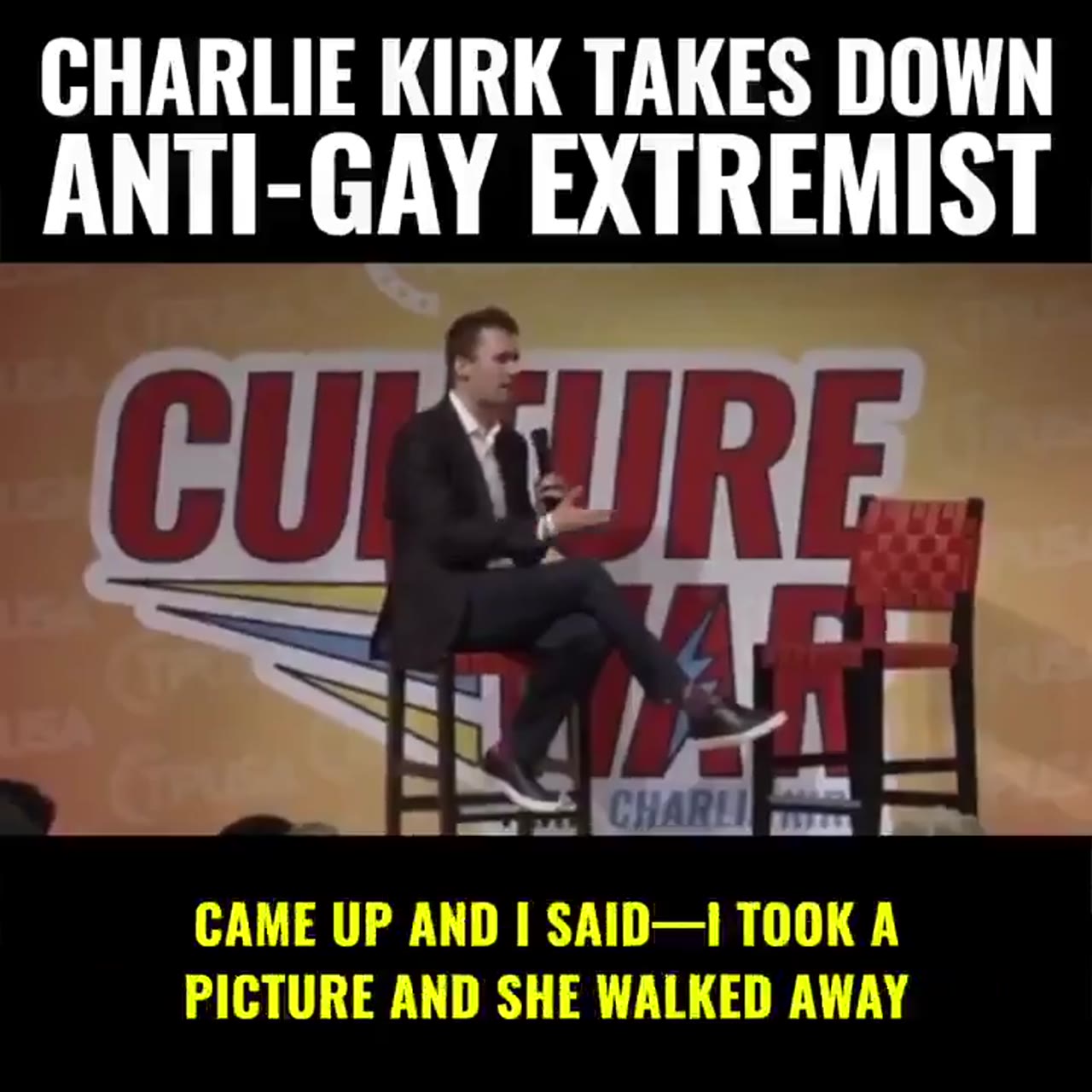 Charlie Kirk takes down anti-gay extremist
